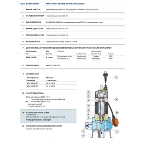 Насос фекальный Pedrollo BC15/50-ST кабель 10м Насос фекальный Pedrollo BC15/50-ST кабель 10м