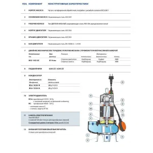 Насос фекальный Pedrollo BCm 15/50 кабель 10м Насос фекальный Pedrollo BCm 15/50 кабель 10м