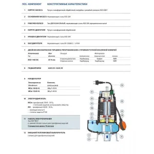 Насос фекальный Pedrollo MC 15/45 Насос фекальный Pedrollo MC 15/45